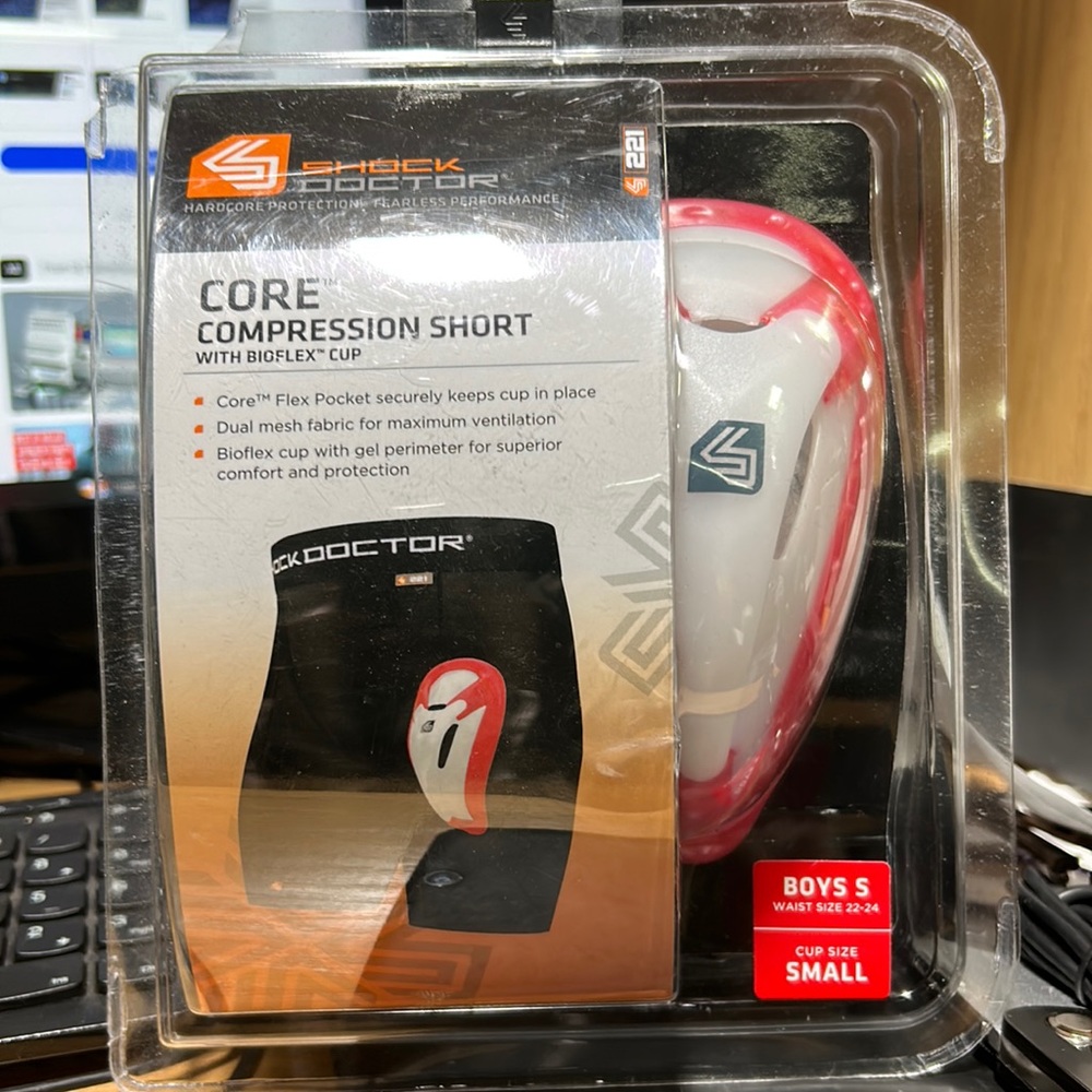NIB Shock Doctor 221 Core Compression Short w/ Bioflex Cup Jock Shorts Supporter